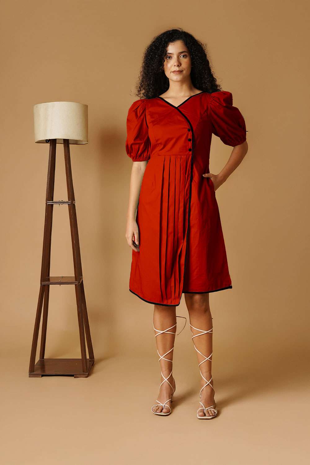 rust mini dress Poplin Color:Greens catching night out ensemble Modern Muslim Woman's Elegant fall25apparel