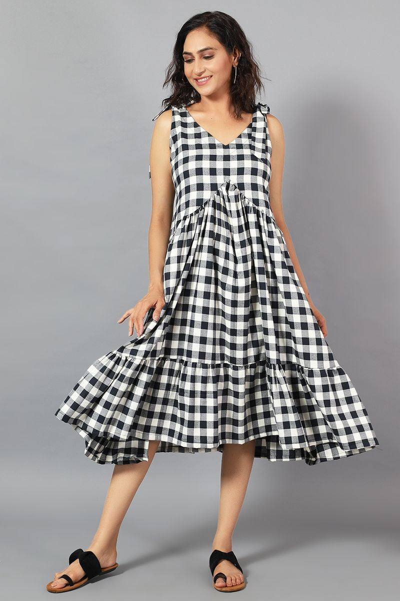 100% Cotton Midi Black Dress – TaleThread