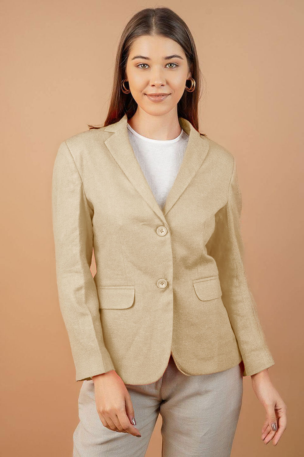 Linen Cotton Cream Blazer