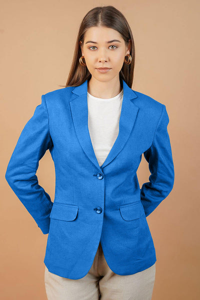 Cotton Linen Blue Blazer