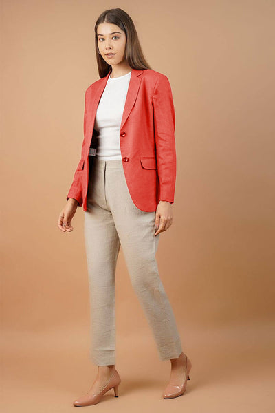 Linen Cotton Pink Blazer
