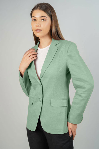 Linen Cotton Green Blazer