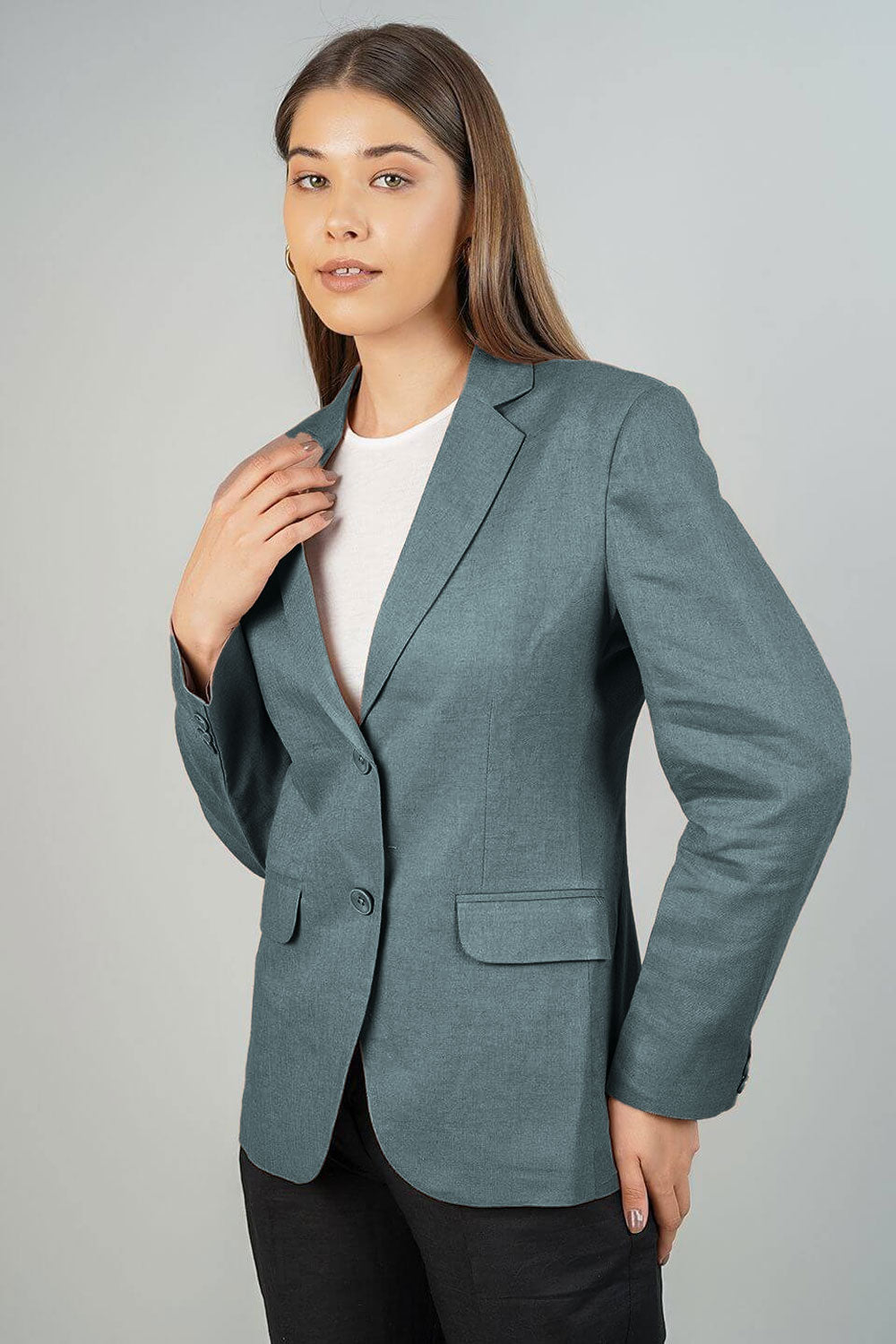 Linen Cotton Grey Blazer
