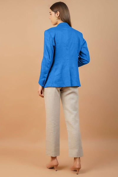 Cotton Linen Blue Blazer