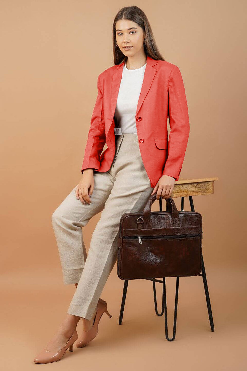 Linen Cotton Pink Blazer