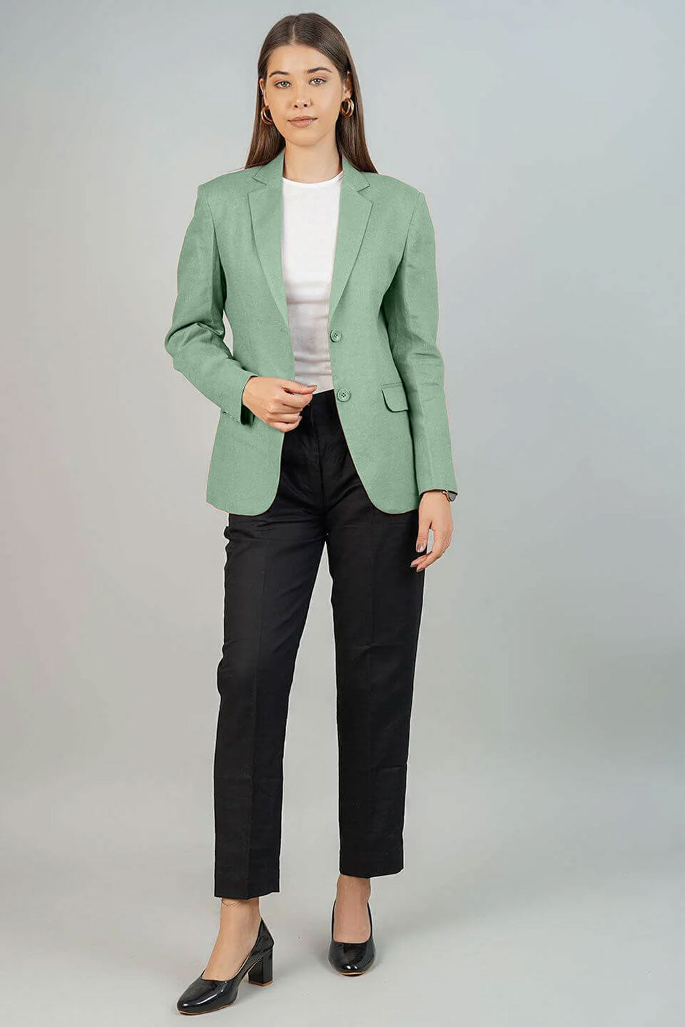 Linen Cotton Green Blazer