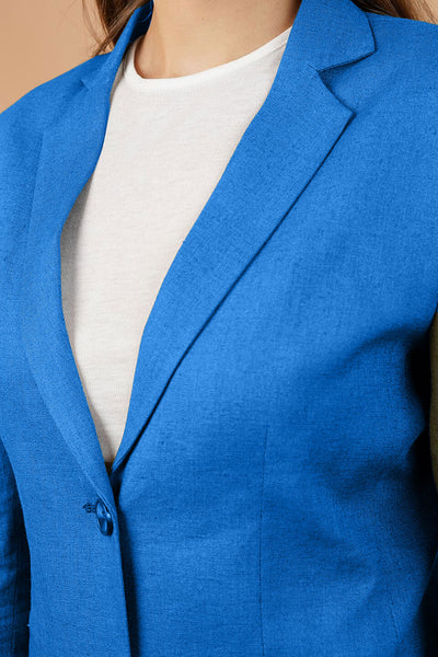 Cotton Linen Blue Blazer