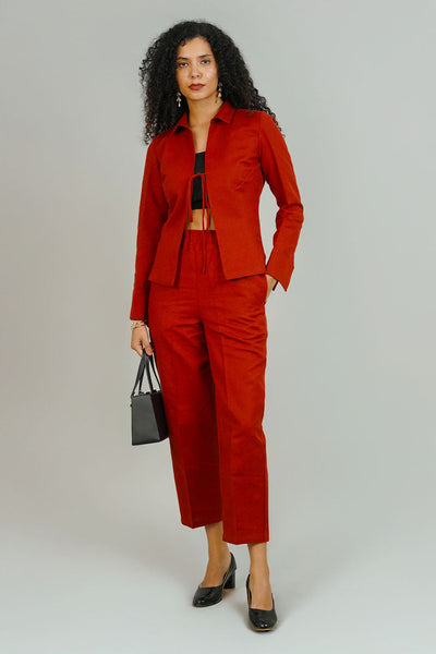 Red Linen Cotton Dress