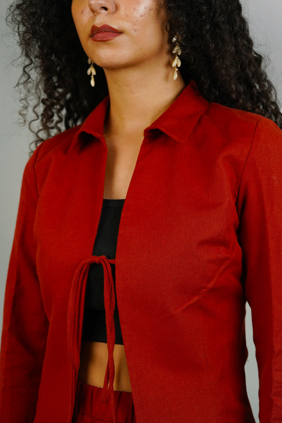 Red Linen Cotton Dress