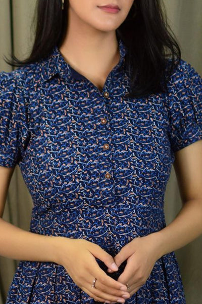 100% Cotton Mini Blue Dress