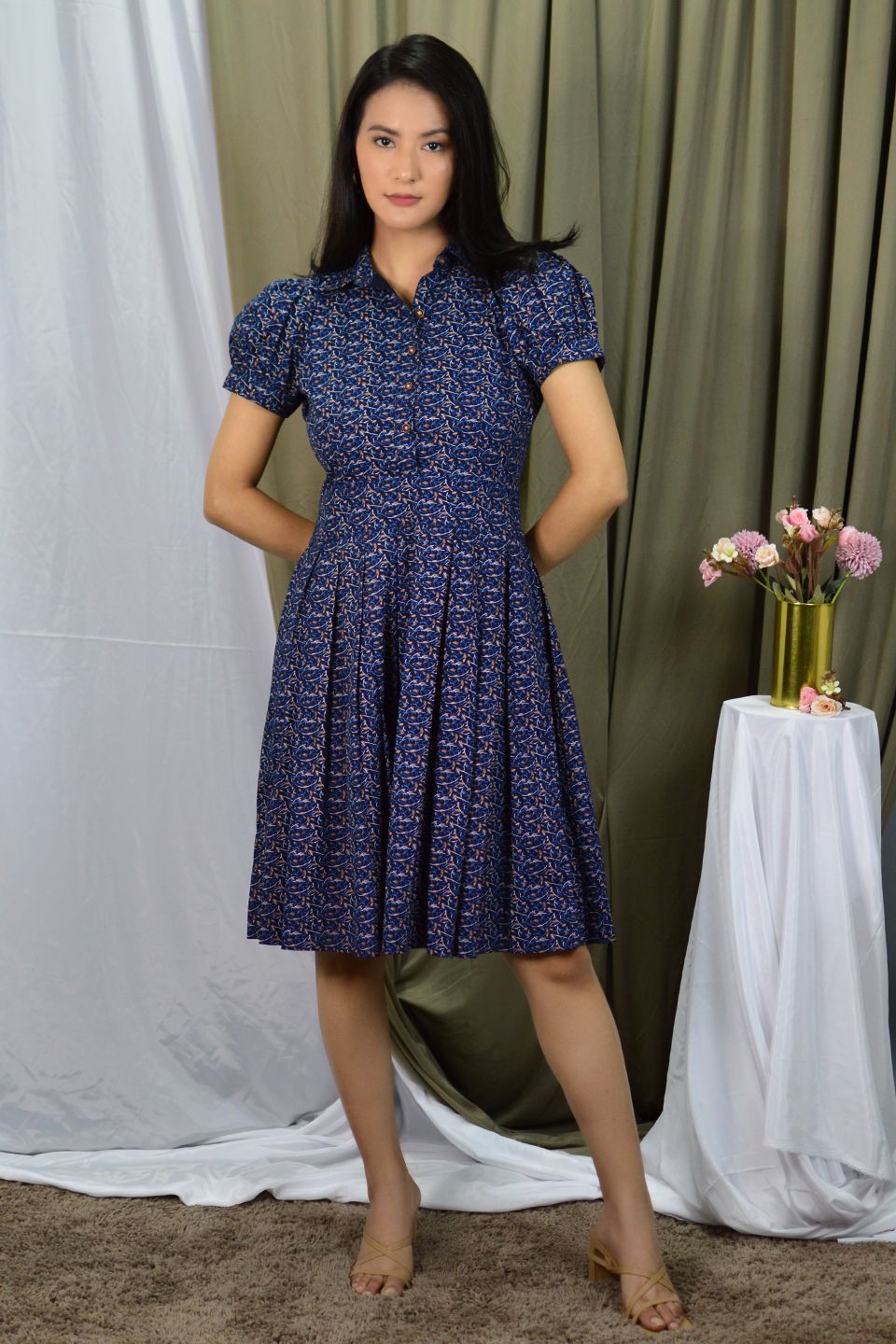 100% Cotton Mini Blue Dress