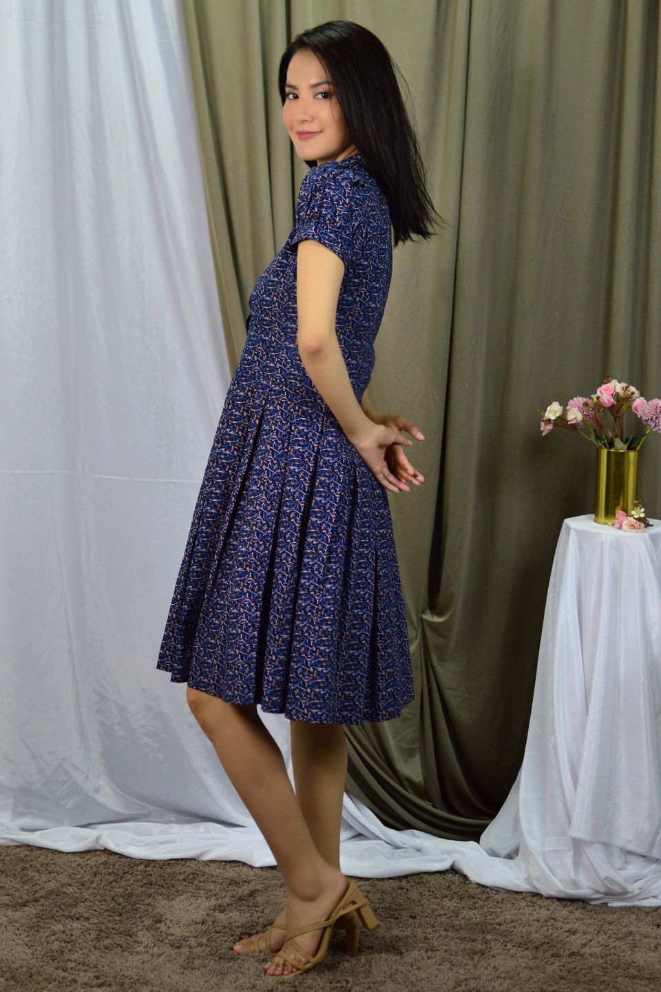 100% Cotton Mini Blue Dress