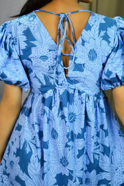 100% Cotton Mini Blue Dress
