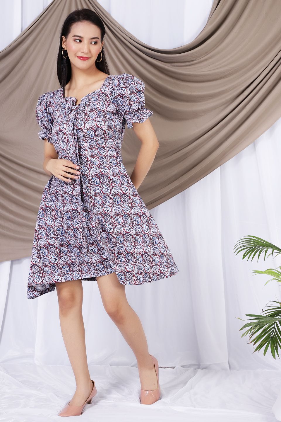 100% Cotton Mini Multicolored Dress