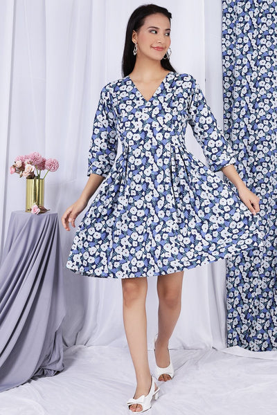 100% Cotton Mini Blue Dress
