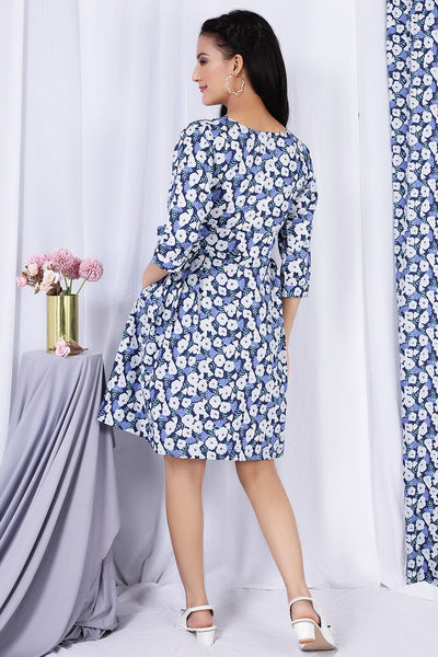 100% Cotton Mini Blue Dress