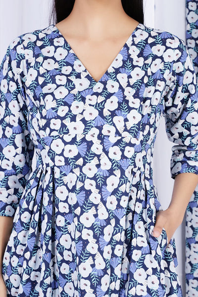 100% Cotton Mini Blue Dress