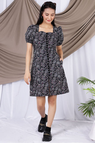 100% Cotton Midi Black Dress