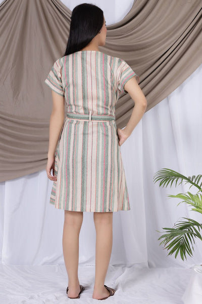 Cotton Linen Mini Multicolored Dress
