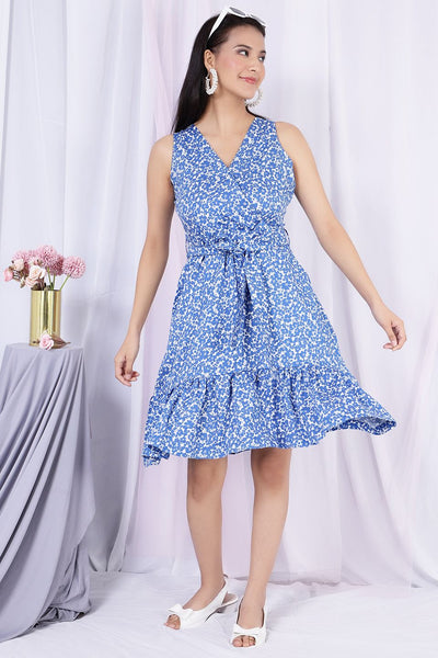 100% Cotton Midi Blue Dress