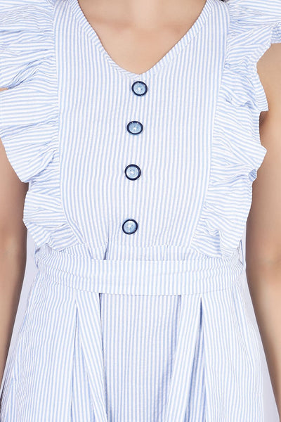 100% Cotton Midi Blue Dress