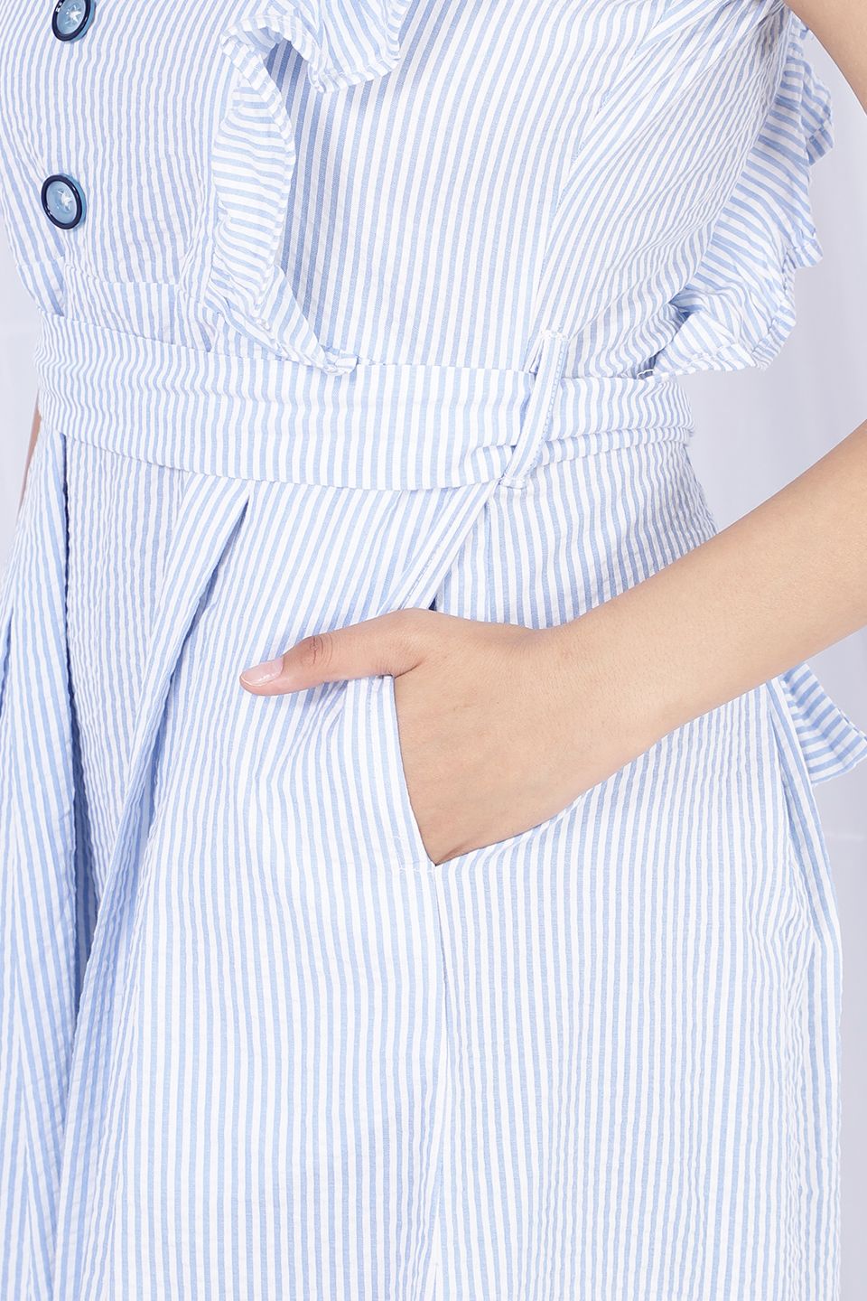 100% Cotton Midi Blue Dress