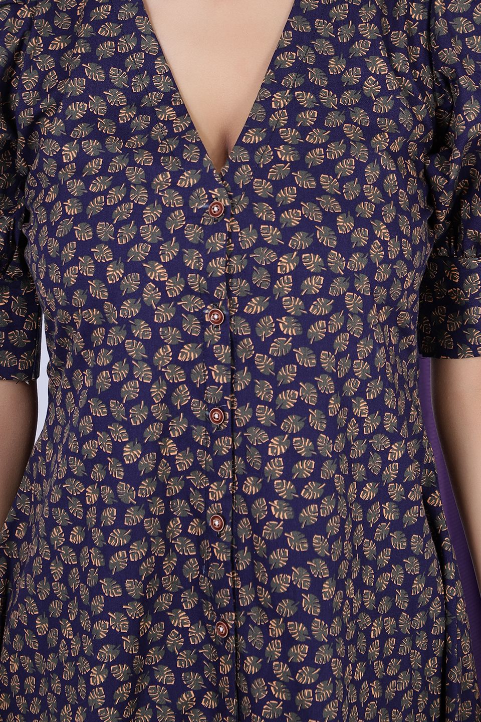 100% Cotton Midi Purple Dress