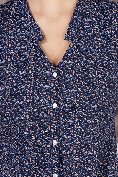 100% Cotton Midi Blue Dress