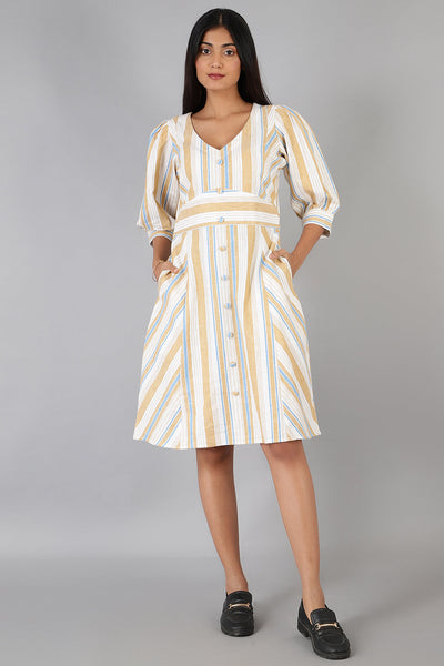 Cotton Linen Multicolored Dress