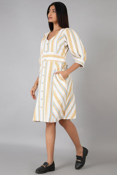 Cotton Linen Multicolored Dress