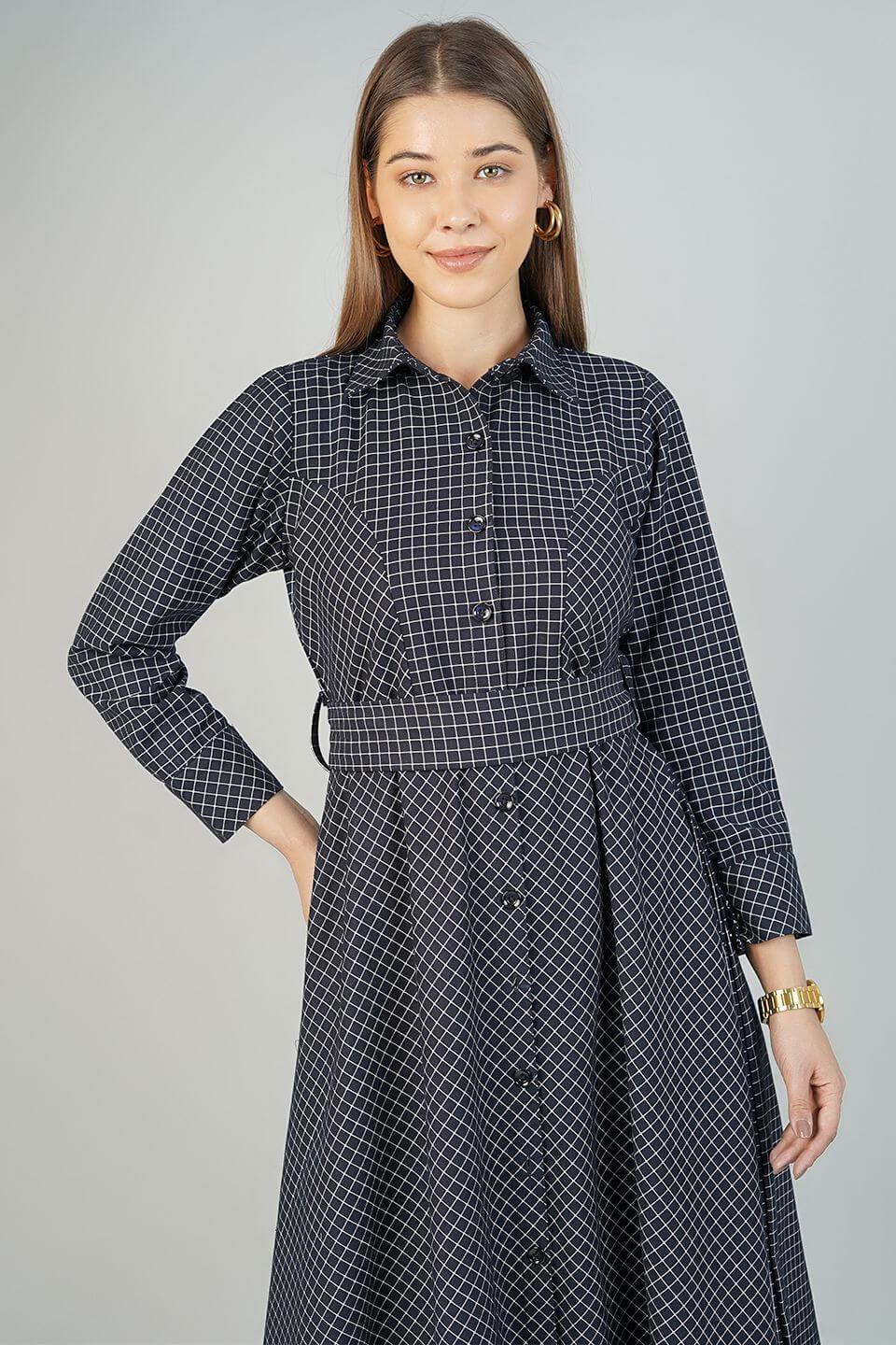 100% Cotton Black Midi Dress