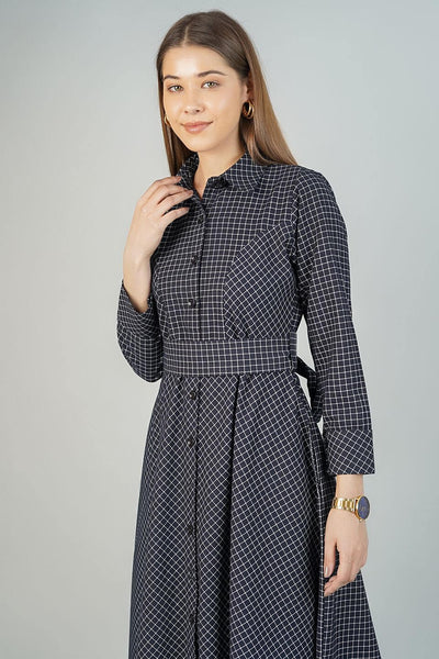 100% Cotton Black Midi Dress