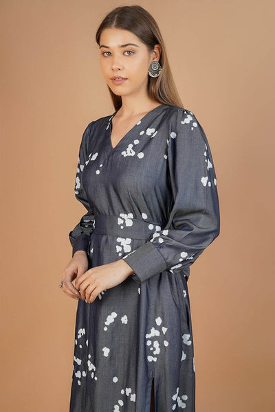 100% Cotton Blue Midi Dress