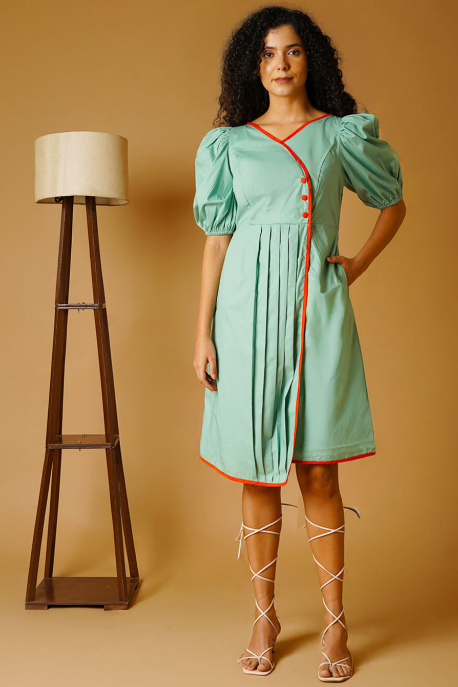 Green Poplin Mini Dress