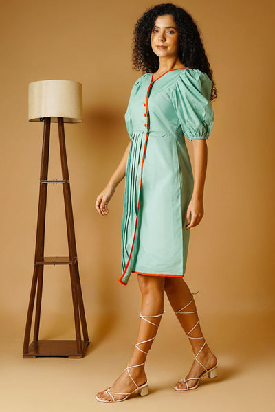 Green Poplin Mini Dress