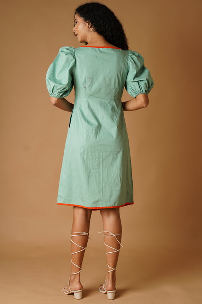 Green Poplin Mini Dress