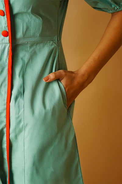 Green Poplin Mini Dress