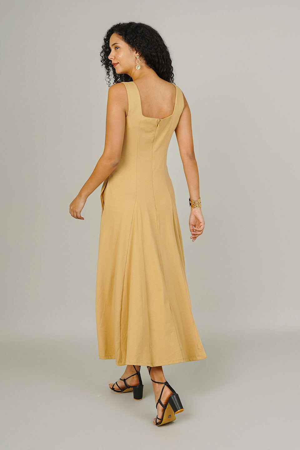 Beige Knit Cotton Dress