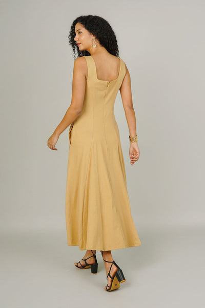 Beige Knit Cotton Dress