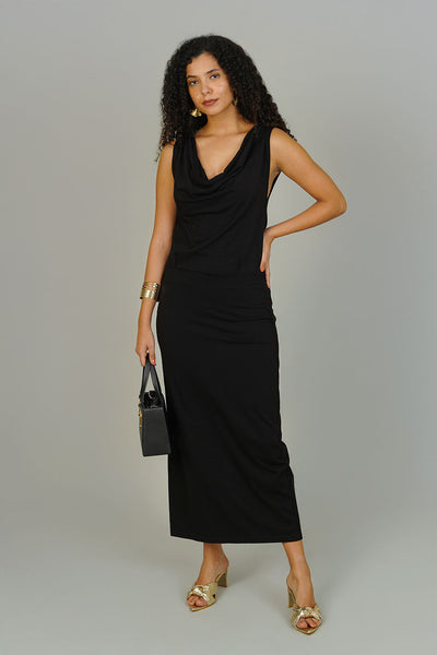 Black Knit Cotton Dress