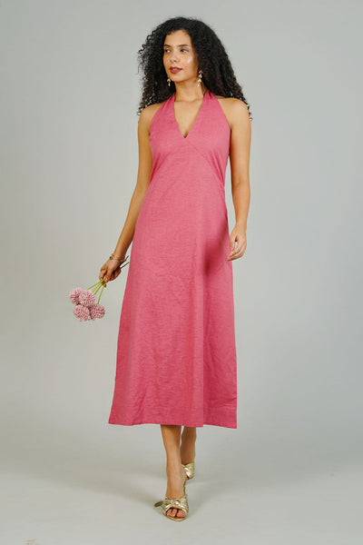 Pink Linen Cotton Dress