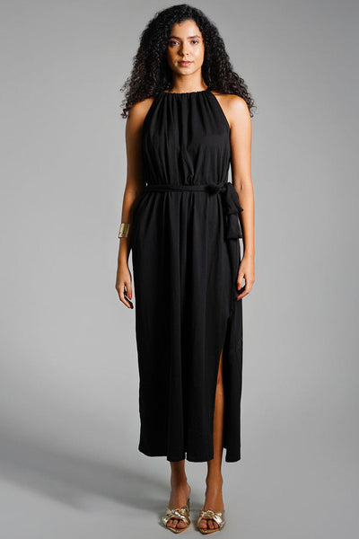 Cotton Jersey Maxi Halter Dress