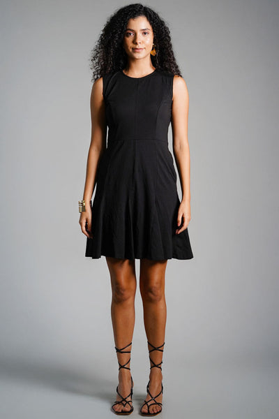 Metal Zip Back Ponte Knit Dress