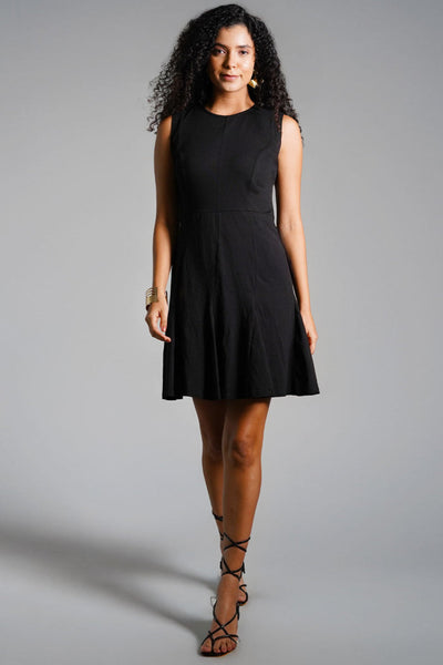 Metal Zip Back Ponte Knit Dress
