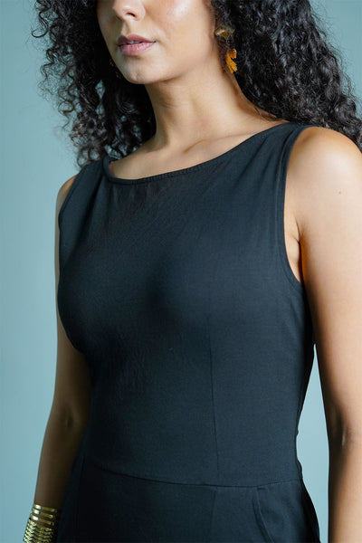 Cotton Jersey Knit Vented Sheath Dress