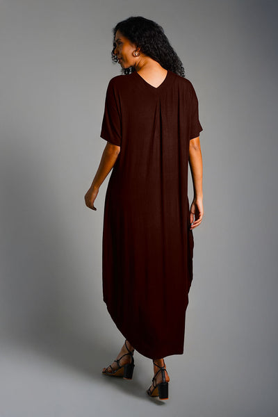 Dolman Sleeve Brown Jersey Knit Shift Dress