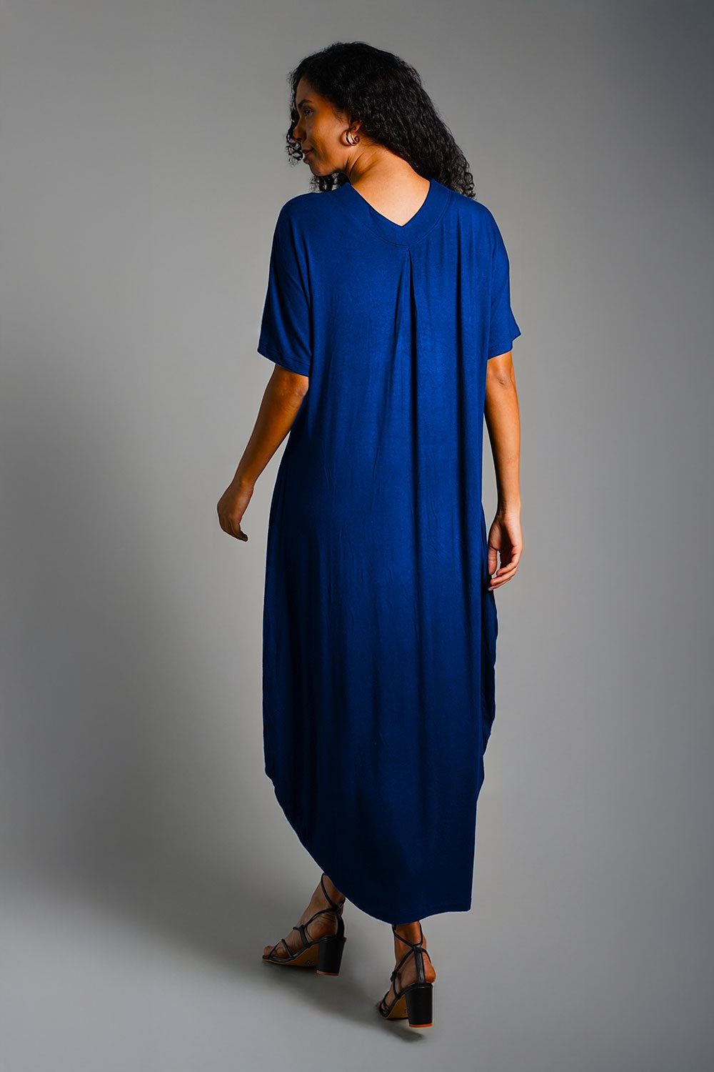 Dolman Sleeve Blue Jersey Knit Shift Dress