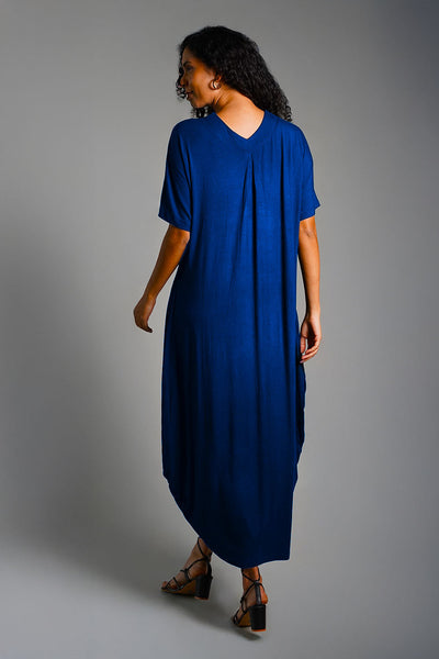 Dolman Sleeve Blue Jersey Knit Shift Dress