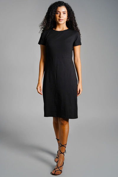 Metal Zip Back Ponte Knit Dress
