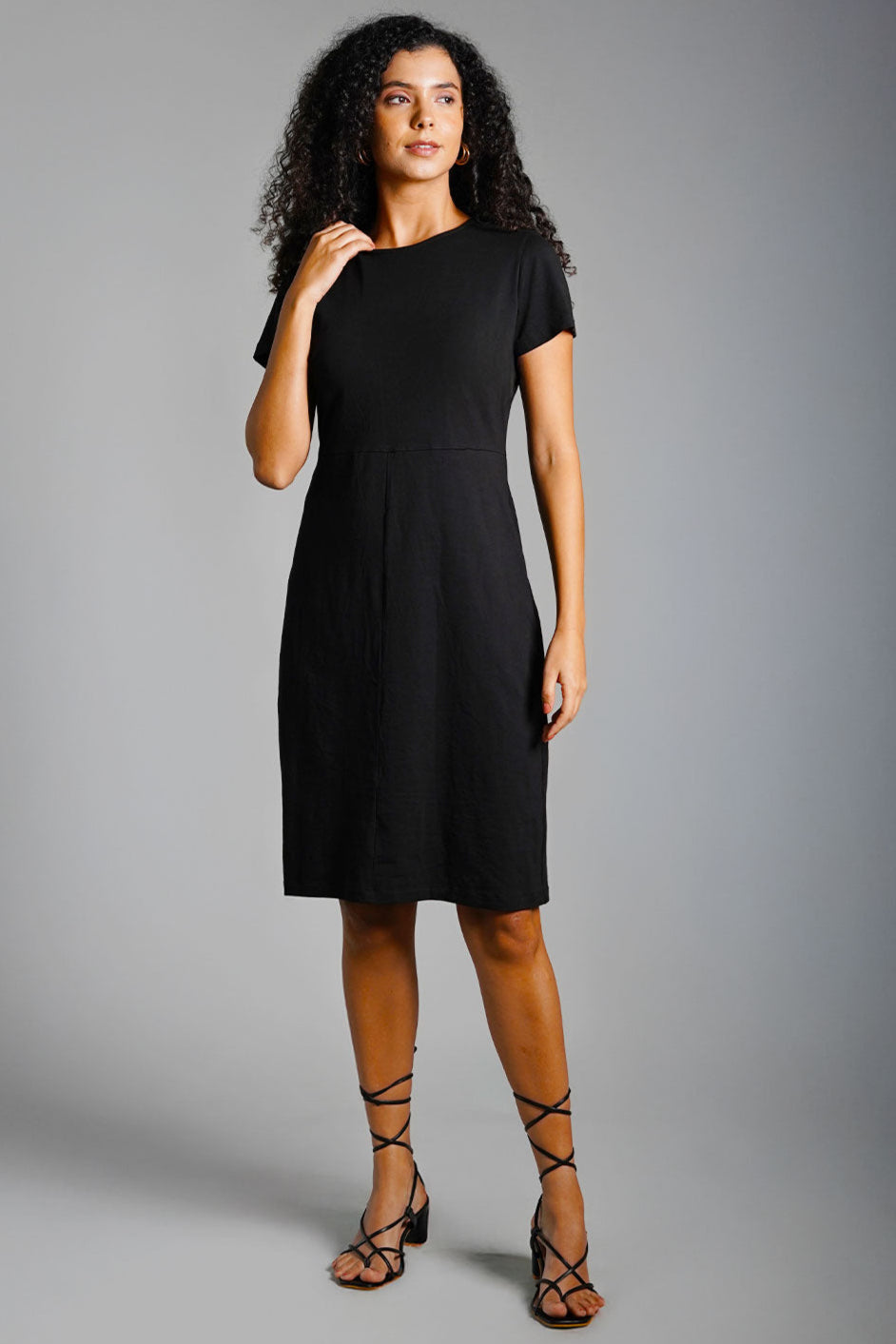 Metal Zip Back Ponte Knit Dress
